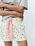 Pure Cotton Printed Shortie Set with Eye Mask