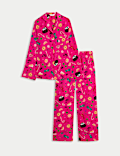 Conjunto de pijama de satén con comida navideña