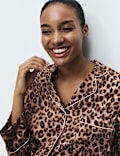 Dream Satin&trade; Animal Print Revere Pyjama Set