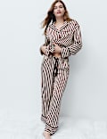 Pijama de rayas con solapa Dream Satin&trade;