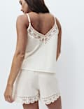 Pure Cotton Lace Cami Shortie Set