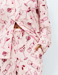 Cotton Modal Printed Revere Long Pyjama Set