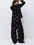 Pure Cotton Sateen Cocktail Print Pyjama Set