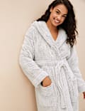 Ochtendjas van fleece met capuchon