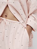 Pure Cotton Muslin Spot Print Long Pyjama Set