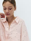 Pure Cotton Muslin Spot Print Long Pyjama Set