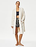 Fleece Ribbed Short Dressing Gown