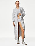 Fleece Animal Print Long Dressing Gown