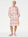 Fleece Checked Oversized Hoodie