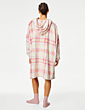 Fleece Checked Oversized Hoodie