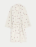 Pure Cotton Waffle Printed Dressing Gown