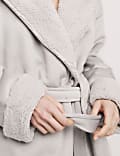 Fleece Borg Lined Hooded Dressing Gown
