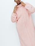 Long Pile Fleece Zipped Dressing Gown