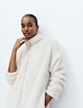 Long Pile Fleece Zipped Dressing Gown