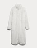 Robe de chambre en polaire à fibres longues et fermeture zippée