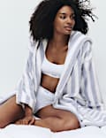 Pure Cotton Towelling Striped Dressing Gown