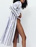 Pure Cotton Towelling Striped Dressing Gown
