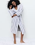 Pure Cotton Towelling Striped Dressing Gown
