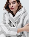 Wide Stripe Hooded Dressing Gown
