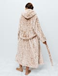 Fleece Leopard Print Dressing Gown
