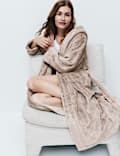 Textured Striped Hooded Dressing Gown