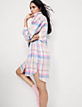 Cotton Blend Checked Nightshirt