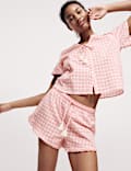 Pure Cotton Dobby Gingham Pyjama Shorts