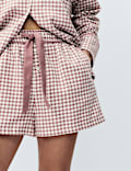 Pure Cotton Flannel Gingham Pyjama Shorts