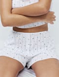 Short de pyjama en maille pointelle florale 100 % coton