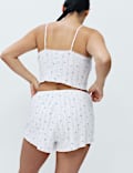 Short de pyjama en maille pointelle florale 100 % coton