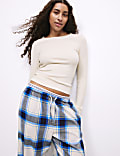 Cotton Rich Ribbed Pyjama Top
