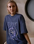 Pure Cotton Slogan Oversized T-Shirt
