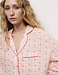 Cotton Rich Checked Heart Print Pyjama Top