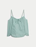 Pure Cotton Tie Front Cami Pyjama Top