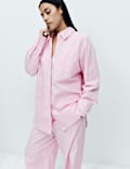 Pure Cotton Poplin Striped Pyjama Shirt