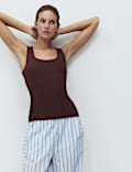 Cotton Rich Ribbed Pyjama Vest Top