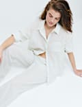 Pure Cotton Striped Collared Pyjama Shirt