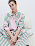 Pure Cotton Poplin Striped Pyjama Shirt