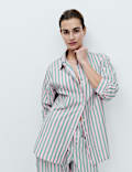 Pure Cotton Poplin Striped Pyjama Shirt