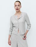 Cotton Blend Pointelle Lounge Cardigan