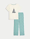 Pure Cotton Bow Print Pyjama Set