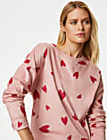 Fleece Heart Print Pyjama Set