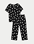  Pure Cotton Printed Cropped Pyjama Set