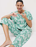 Cotton Rich Printed Cropped Pyjama Set