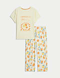 Cotton Rich Printed Cropped Pyjama Set