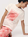 Cotton Rich Leaf Print Pyjama Set