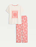 Cotton Rich Leaf Print Pyjama Set