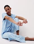 Cotton Rich Leaf Print Pyjama Set