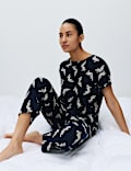 Cotton Rich Printed Cropped Pyjama Set