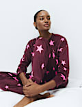 Fleece Star Print Cuffed Hem Pyjama Set